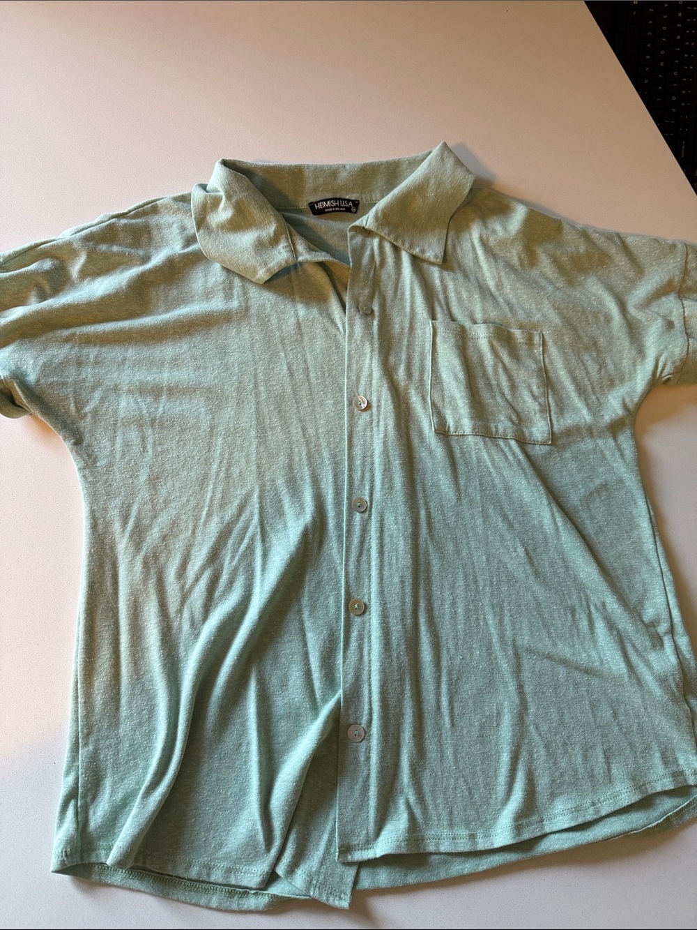 HEIMISH USA Mint Green Women's Short-Sleeve Button Down Shirt